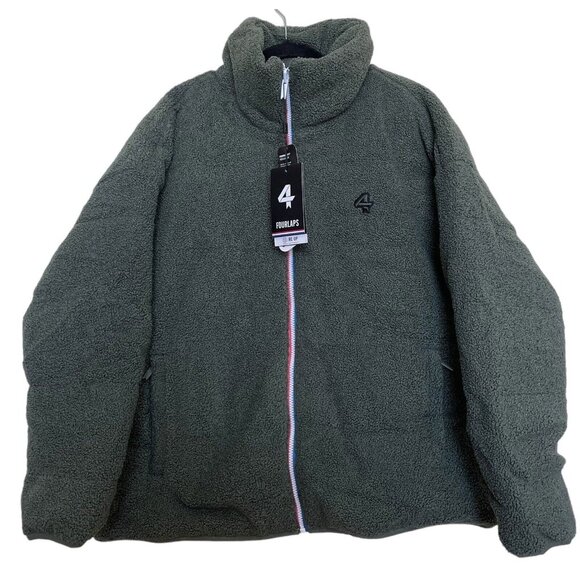 Fourlaps Womens Polar Quilted Sherpa Jacket Bomber Green Reversible Deep Pile - Picture 1 of 14